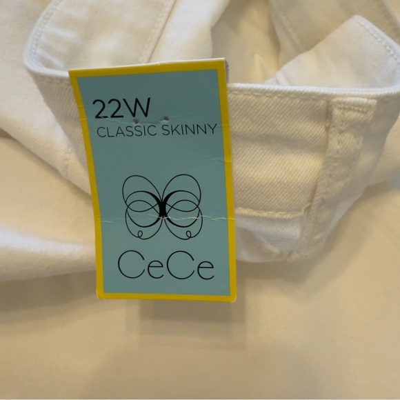 CeCe Plus Size High-Rise Indigo Denim Pearl Button Hem Skinny Jeans 22W NWT - Picture 7 of 10